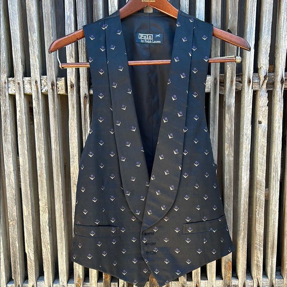 Vintage Polo Ralph Lauren Silk Shawl Lapel Tuxedo Vest Medium Flawed